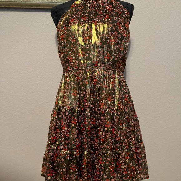Floral Dress with gold shine - Picture 2 of 7